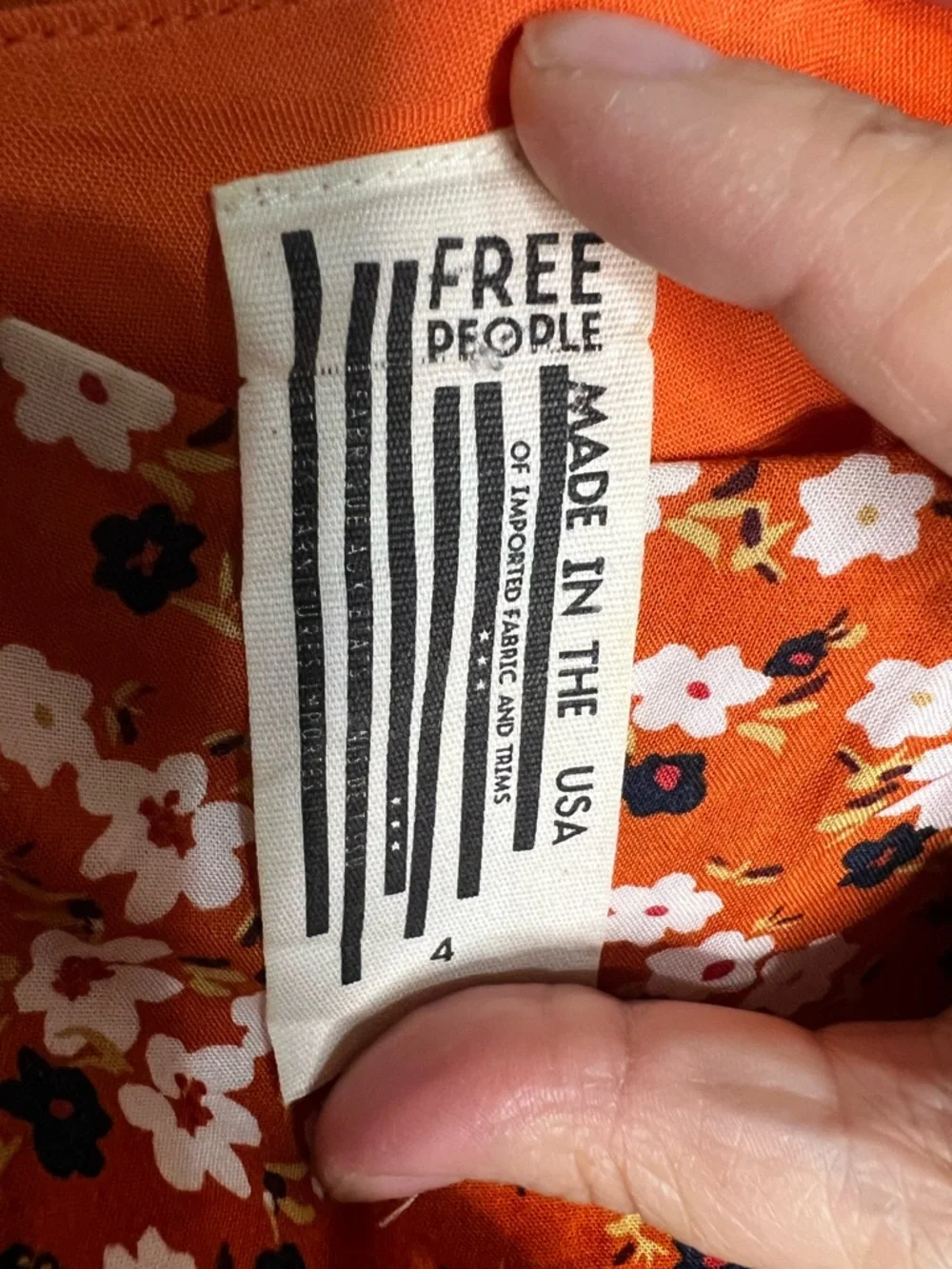 Free People Jules One-Shoulder Orange Floral‎ Mini Boho Dress